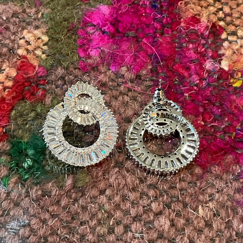 Double Circle Crystal Statement Earrings - image 7